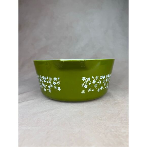 Vintage Pyrex Spring Blossom 475-B Mixing Bowl Green Flowers Pattern - Picture 3 of 11